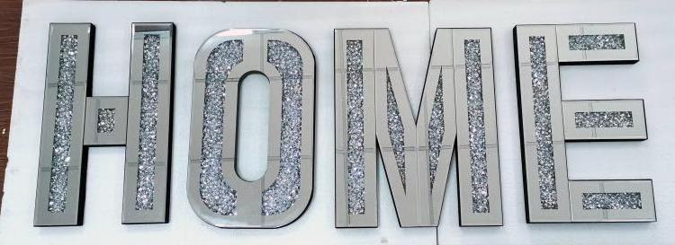 crystal crushed diamond silver mirror Love home family letter for wall decoration