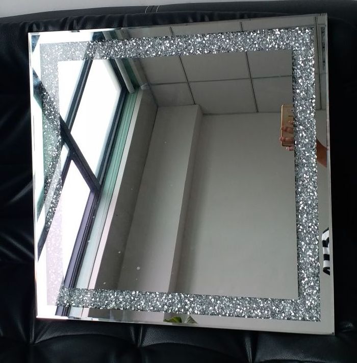 crystal crushed diamond silver mirror Love home family letter for wall decoration