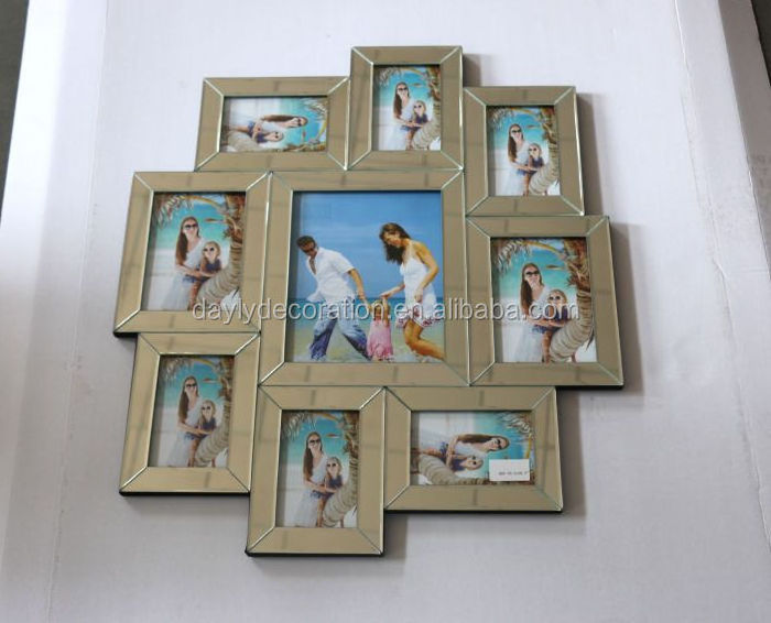 9 photo 8x10inch 5x7inch 4x6inch mirrored wall hanging collage photo frames for wall decor