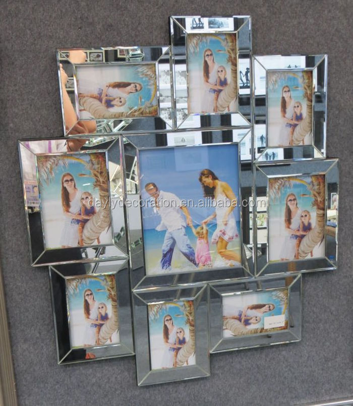 9 photo 8x10inch 5x7inch 4x6inch mirrored wall hanging collage photo frames for wall decor