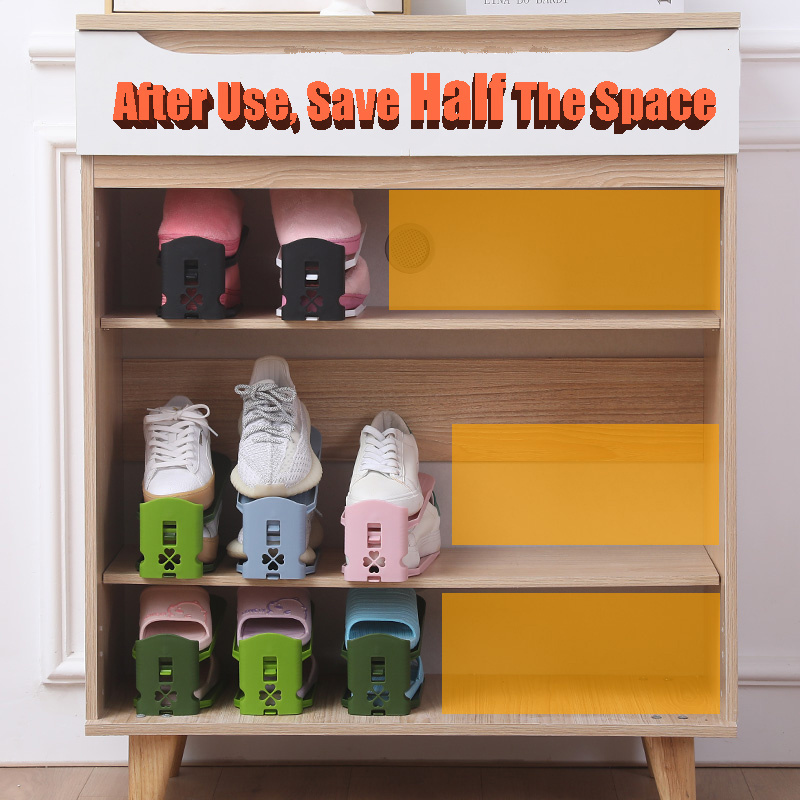 Shoe Rack Holder for Closet Organization , Plastic Shoe Stacker Slots Organizer Space Saver Adjustable Shoe Organizer for Closet