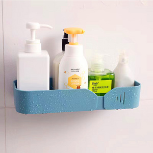 Self Adhesive Bathroom Shelves Shower Caddy Wall Organizer No Drilling Plastic Small Shower Storage Box Holder Rack Space Saver