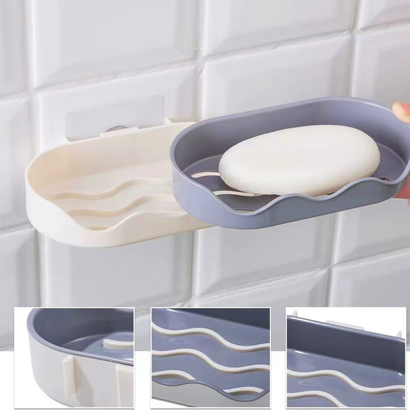 Easy Cleaning Plastic Double Layer Soap Dish with Drain High Quality Soap Holder Waterproof Soap Box Container for Bathroom