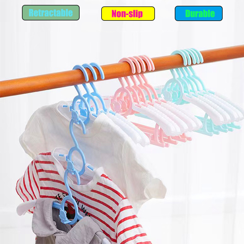 Small Portable Adjustable Plastic Children Coats Hanger Wholesale High Quality Cute Cartoon Baby Kid Infant Clothes Hangers Rack