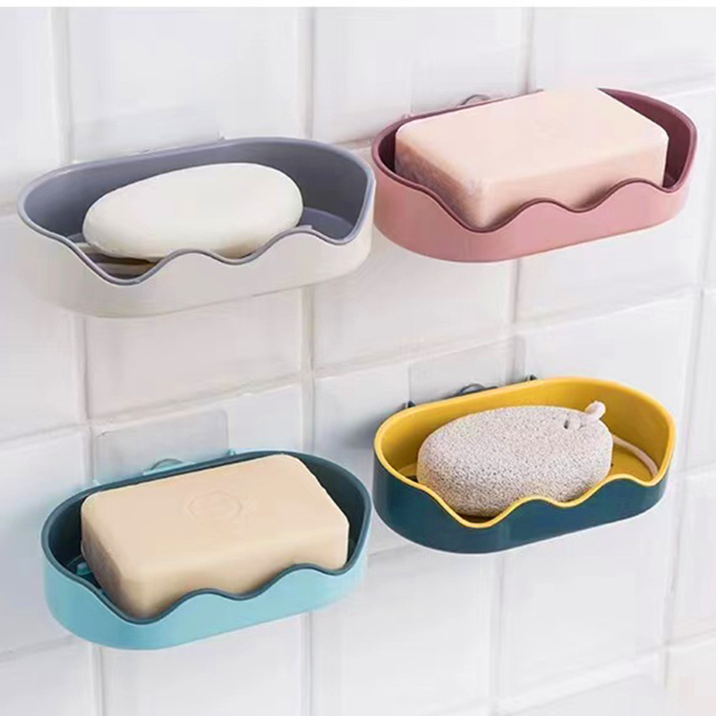 Easy Cleaning Plastic Double Layer Soap Dish with Drain High Quality Soap Holder Waterproof Soap Box Container for Bathroom