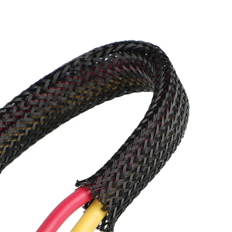 Good wear resistance cable management sleeve pet expandable braided cable sleeve customized