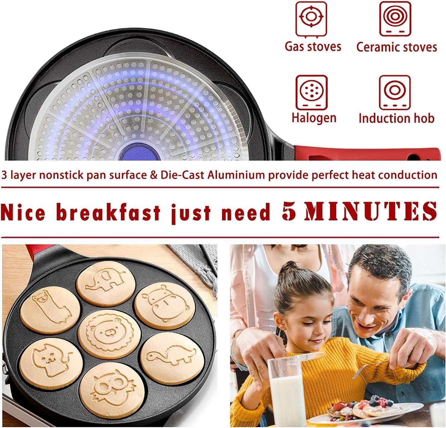 USA Stock Available Multifunction 26cm Pot Bottom Diameter Cute Non Stick Waffle Frying Mini Egg Pancakes Cooking Pan Set