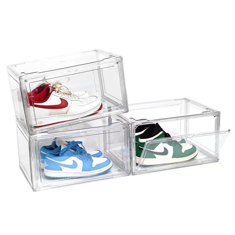 AMZ Hot Sell Plastic Clear Sneaker Drop Front Shoe Box Organizer Transparent Shoe Storage