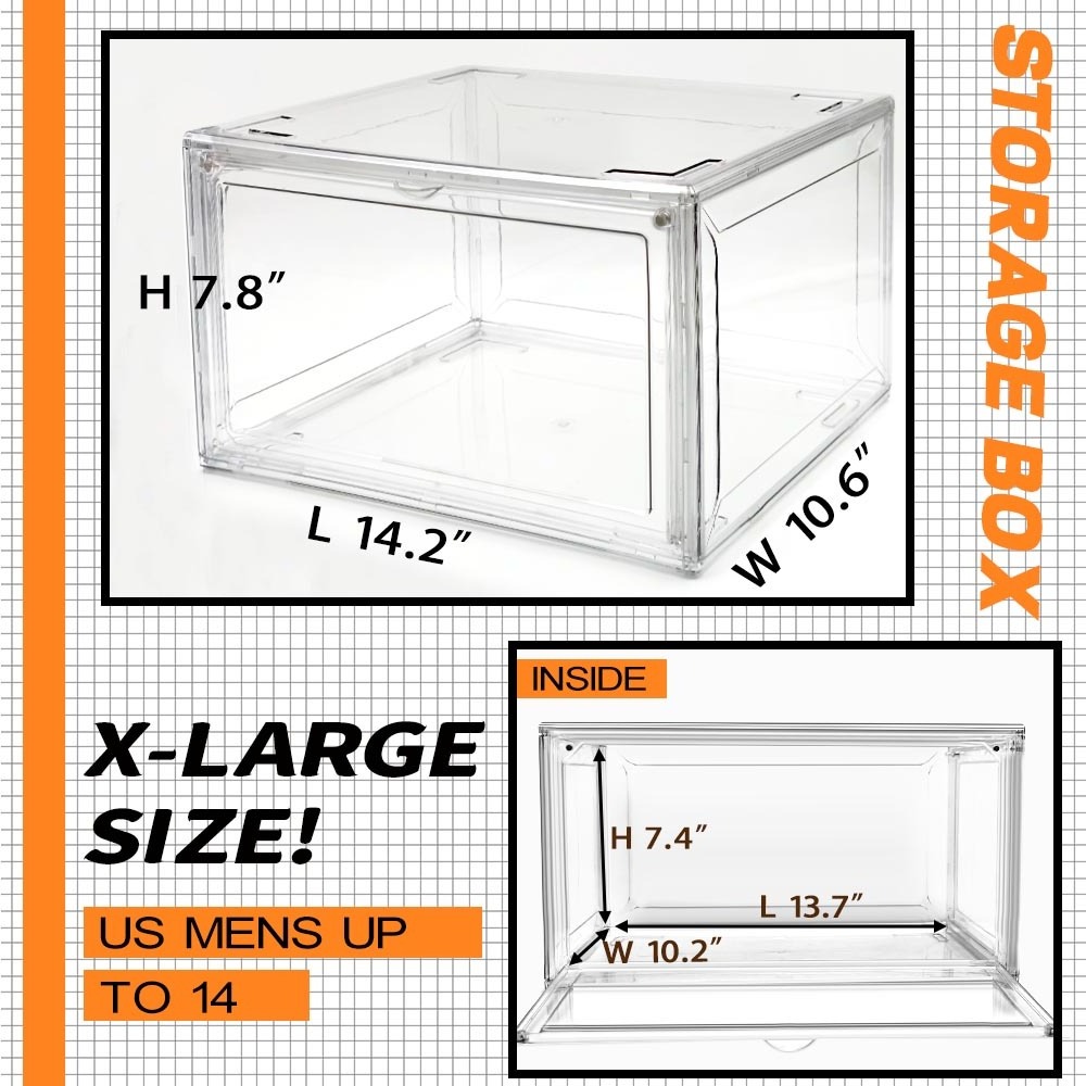 Drop Shipping  Hot Pack Set Stackable Shoe Storage Box Crates Plastic Clear Sneaker Box For Shoes Display Shoe Case