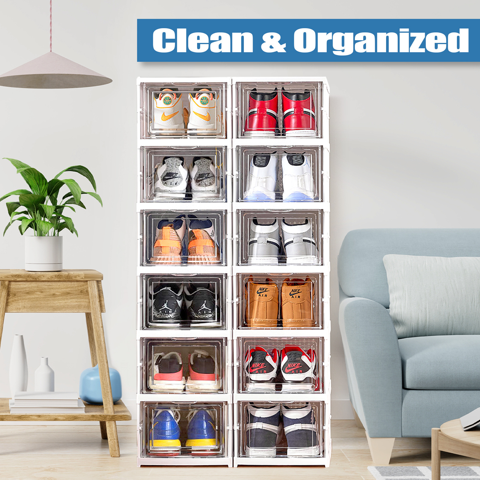 6 Pack Free Sample Pp Material Sneakers Plastic Rack Shoe Men Foldable Shoe Show Foldable Shoe Rack