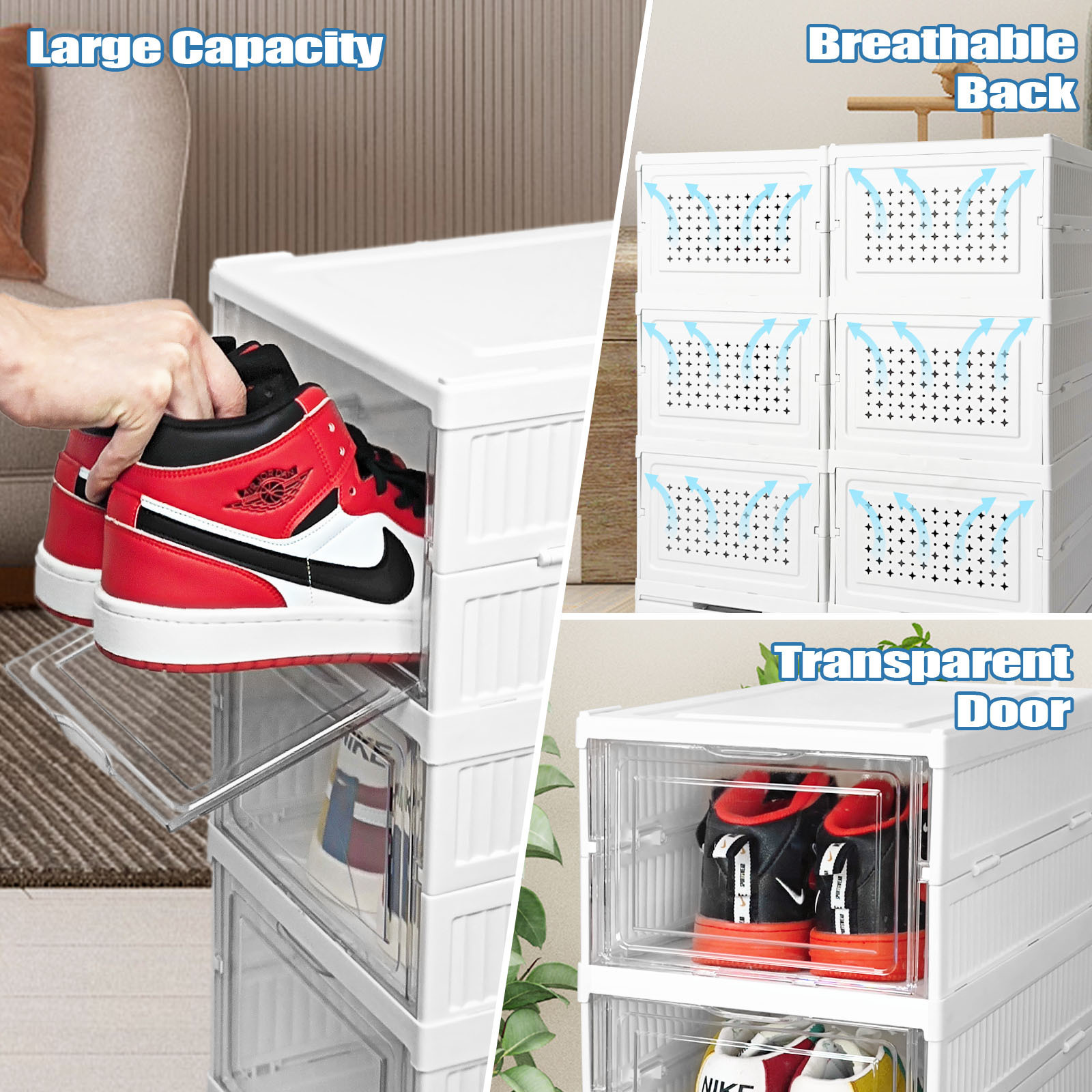 6 Pack Free Sample Pp Material Sneakers Plastic Rack Shoe Men Foldable Shoe Show Foldable Shoe Rack