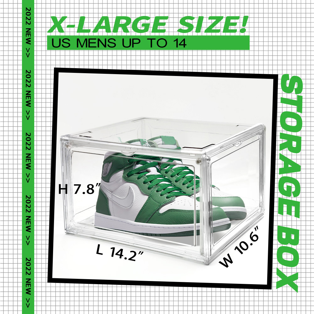 Large Size Drop Side Stackable Magnetic Sneaker Shoe Box Clear Acrylic Shoe Storage Container Shoes Case Box for Sneaker