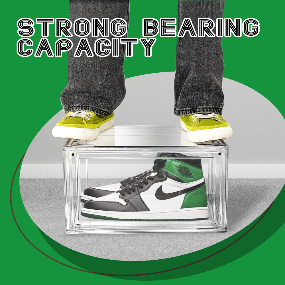 Large Size Drop Side Stackable Magnetic Sneaker Shoe Box Clear Acrylic Shoe Storage Container Shoes Case Box for Sneaker