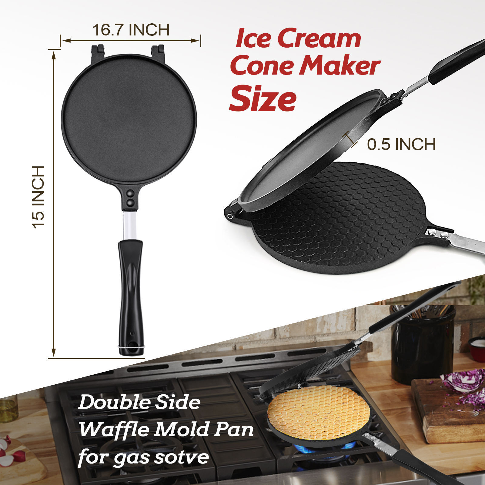 Mini Double Cast Iron Grill Pan Baking Waffle Maker Small Toaster Double Frying Pan