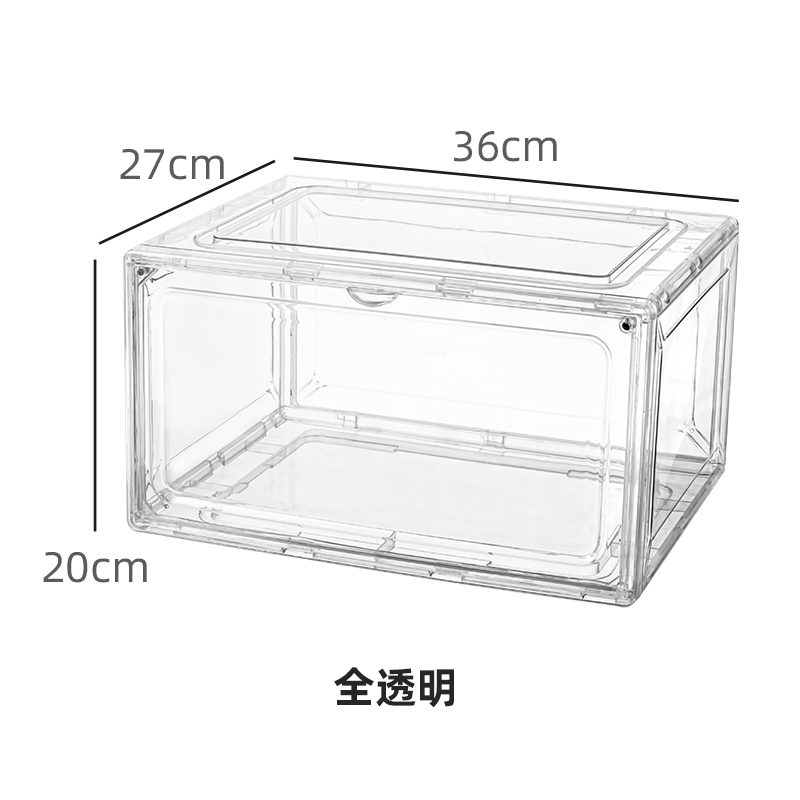 Fashion Plastic Magnetic Side Open Stackable Folding Clear Display Shoe Storage Box For Organizer Basketball Air Jord