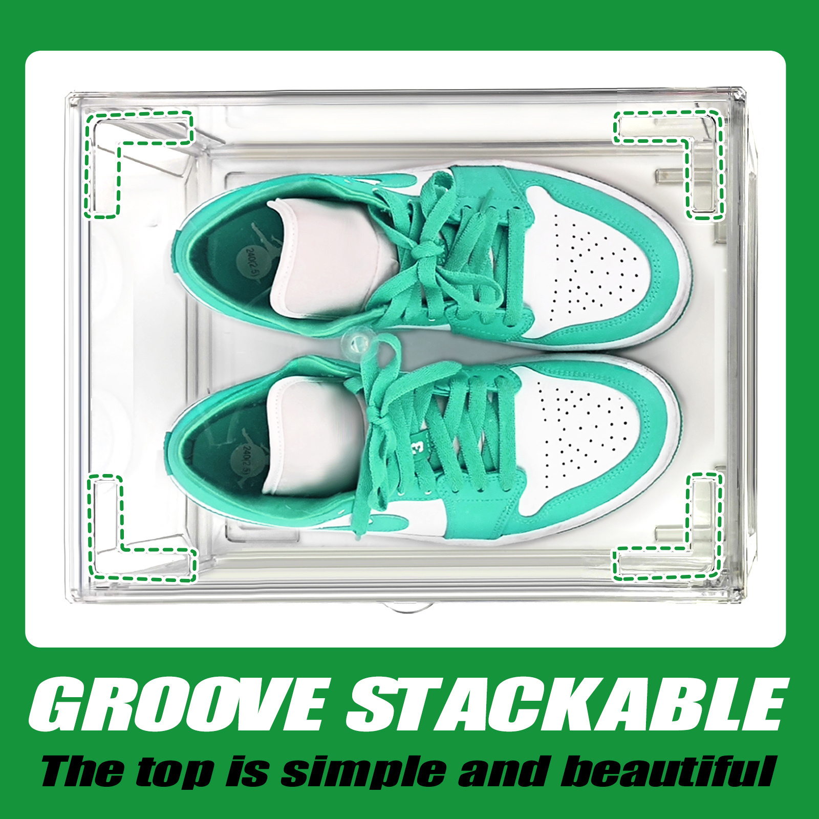 Large Size Drop Side Stackable Magnetic Sneaker Shoe Box Clear Acrylic Shoe Storage Container Shoes Case Box for Sneaker