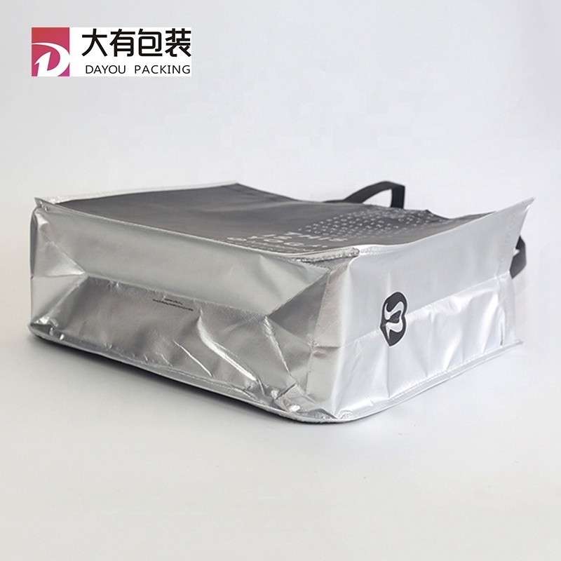 Curved Corners Durable eco friendly large waterproof Lulu lemon PP laminated non woven tote shop bag with button closure