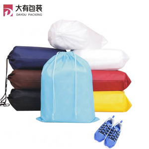 Promotion colorful non woven large drawstring pouch backpack travel disposable shoe bag custom logo