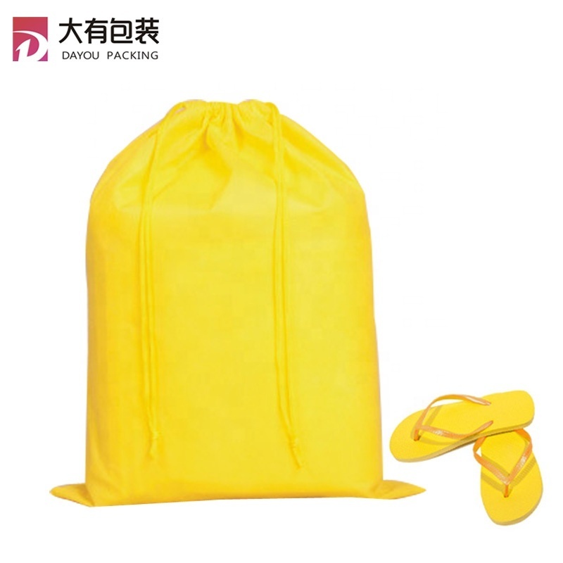 Promotion colorful non woven large drawstring pouch backpack travel disposable shoe bag custom logo