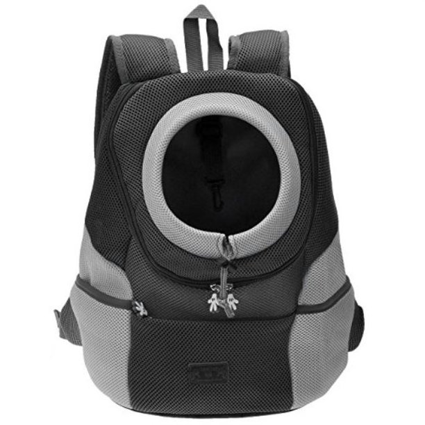 Airline approved cat dog backpack pet carrier front pack with breathable head out design and double mesh padded shoulder