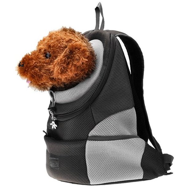 Airline approved cat dog backpack pet carrier front pack with breathable head out design and double mesh padded shoulder