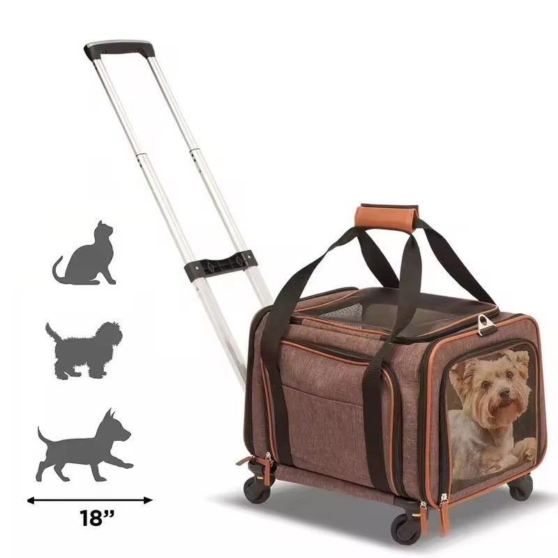 Trolley pet carrier Premium Airline Approved Pet Carrier with Wheels for Cats Dogs  Kittens Puppies bag