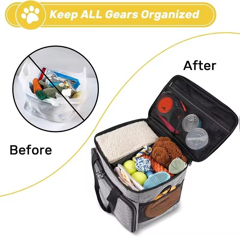 6pcs Set Dog Travel Bag Large Pet Travel Kit for Dogs, Dog Weekend Overnight Travel Bags