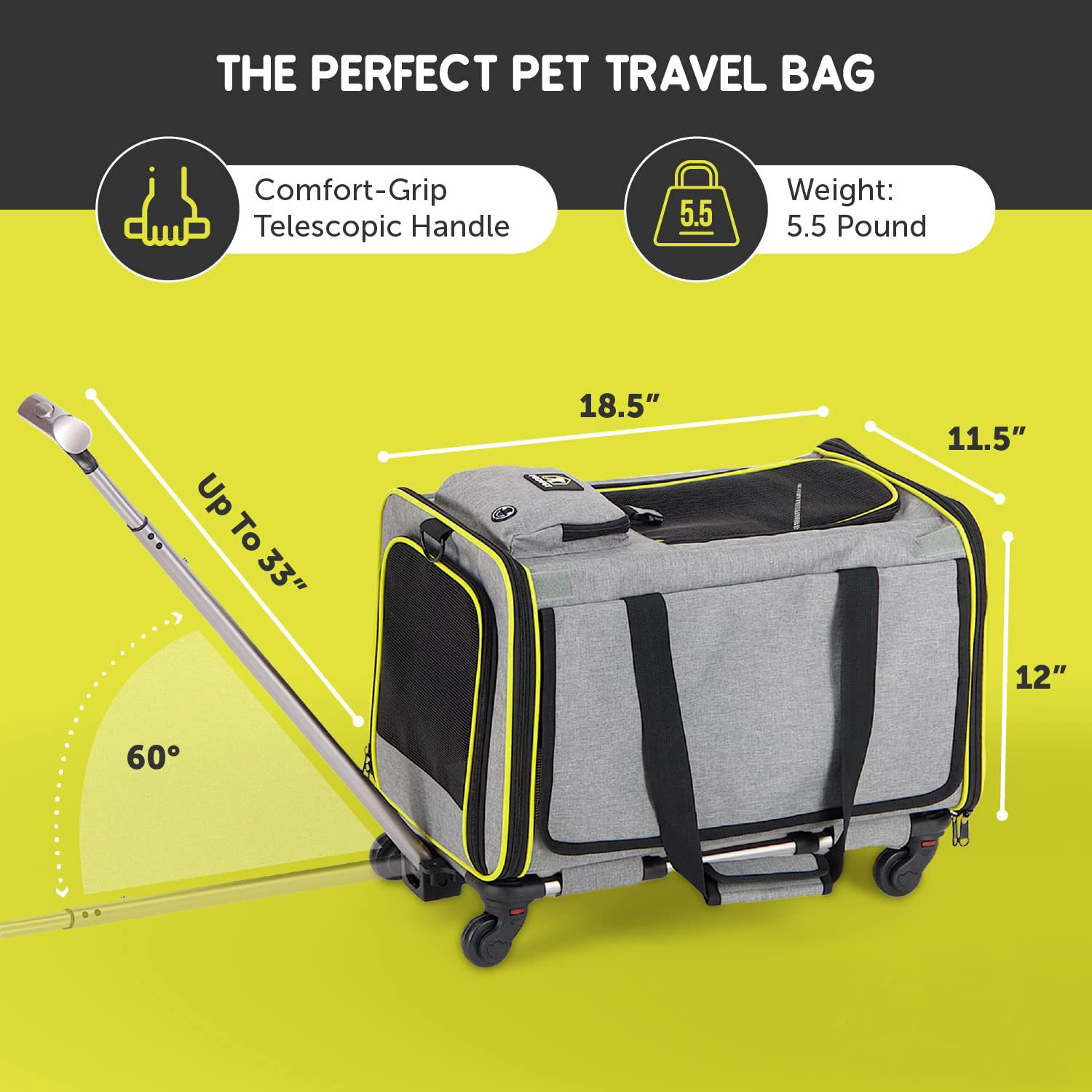 Airline Pet Carrier with Wheels Foldable Breathable Dog&Cat Crates for Travel Lightweight Airline Approved Rolling Pet Carrier