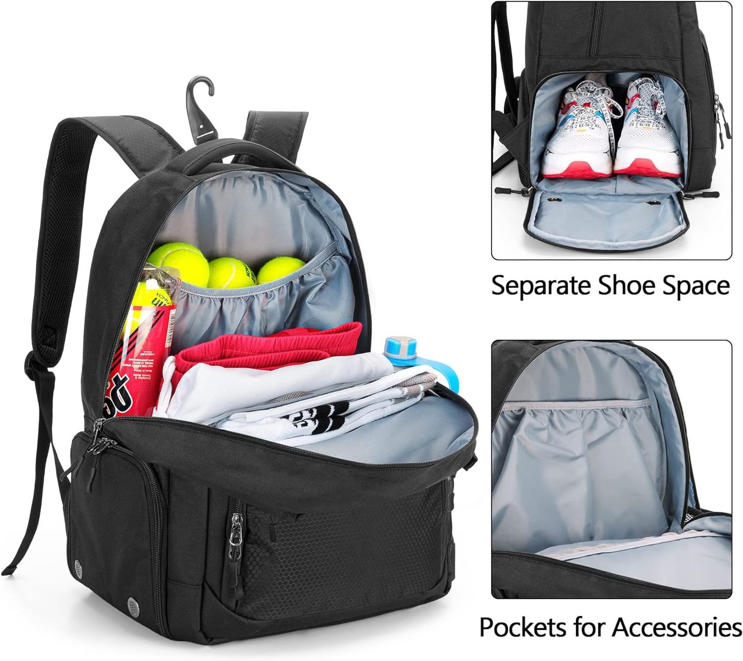 DAYGOS Customized Tennis Bag Tennis Backpack with Separate Shoe Space for Tennis Sport