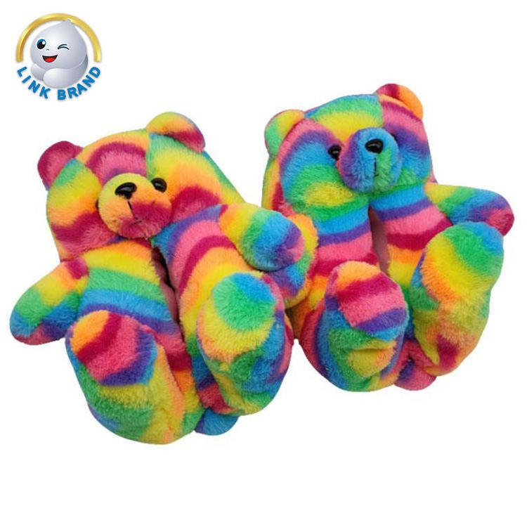 Teddy Bear Slippers 2022 Us Warehouse Fuzzy Teddy Wholesale Plush Adult Slipper House Teddy Bear Slippers For Women Girls