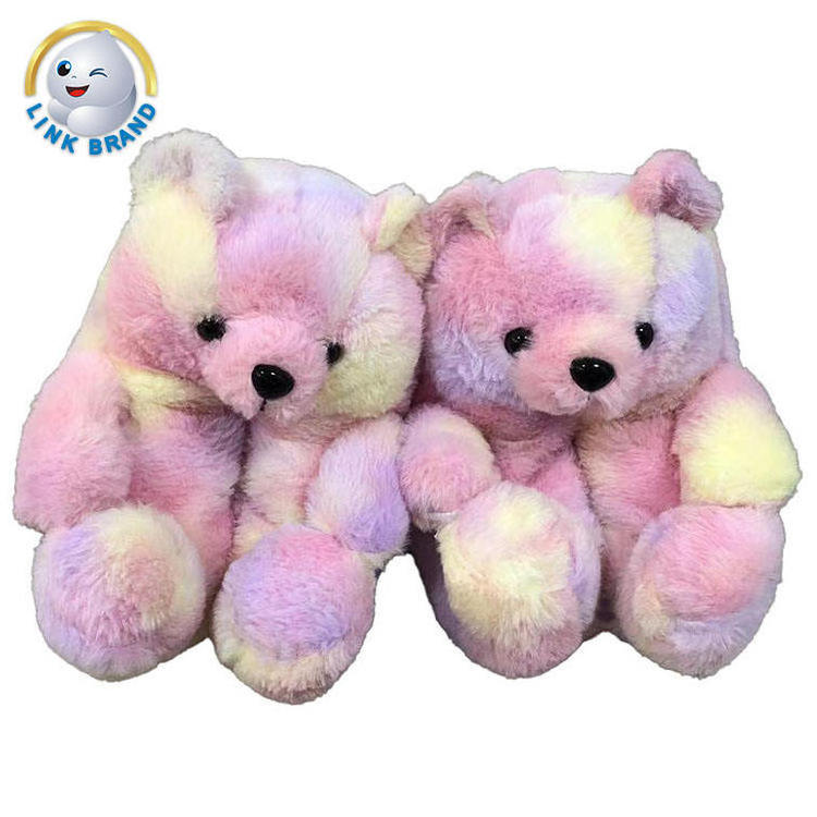 Teddy Bear Slippers 2022 Us Warehouse Fuzzy Teddy Wholesale Plush Adult Slipper House Teddy Bear Slippers For Women Girls