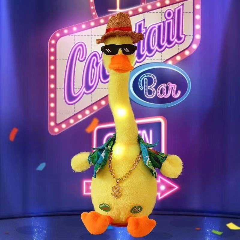 Link Brand Funny Clothes Twist And Swing Electric Yellow Plush Talking Duck Toys