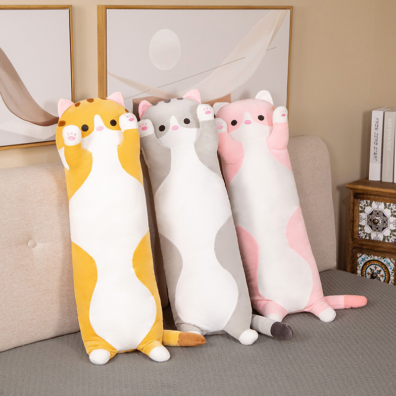 Soft Cat Big Size Hugging Plush Pillow Cartoon Long Cat Kitten Legs Sleeping Companion Bolster Stuffed Animal Kids Plush Toy