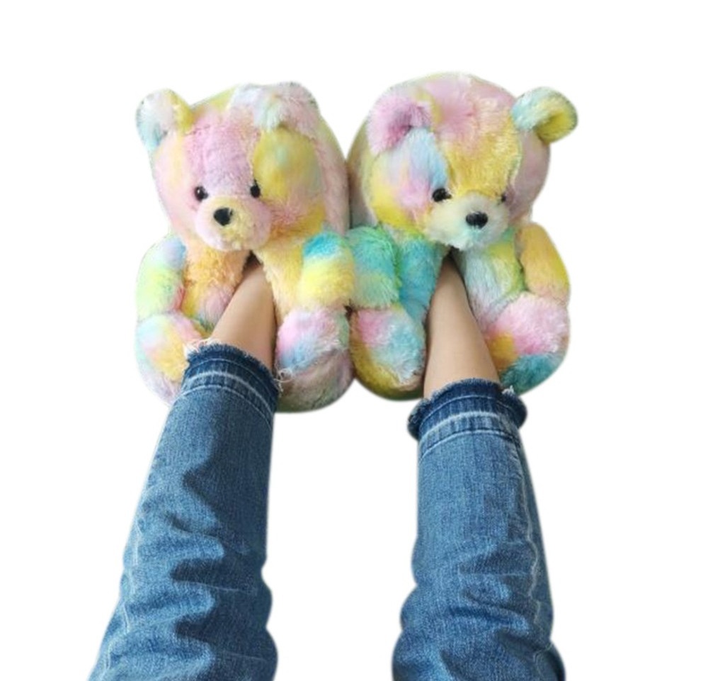 Big Discount Plush teddy bear Slippers brown Indoor Lady Shoe Women House Slipper