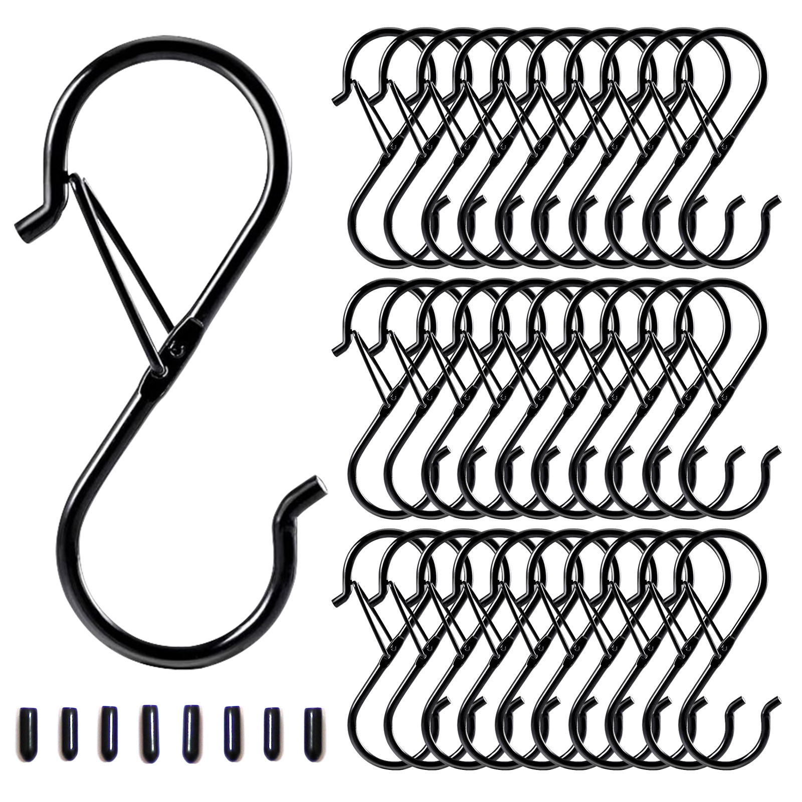 Factory wholesale Strong Multi-function storage S hooks with locking spring clip metal hanging hooks