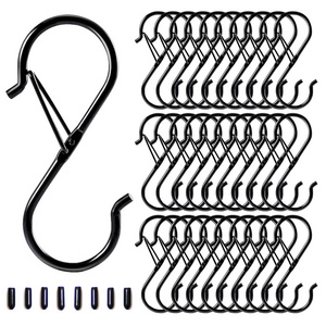 Factory wholesale Strong Multi-function storage S hooks with locking spring clip metal hanging hooks