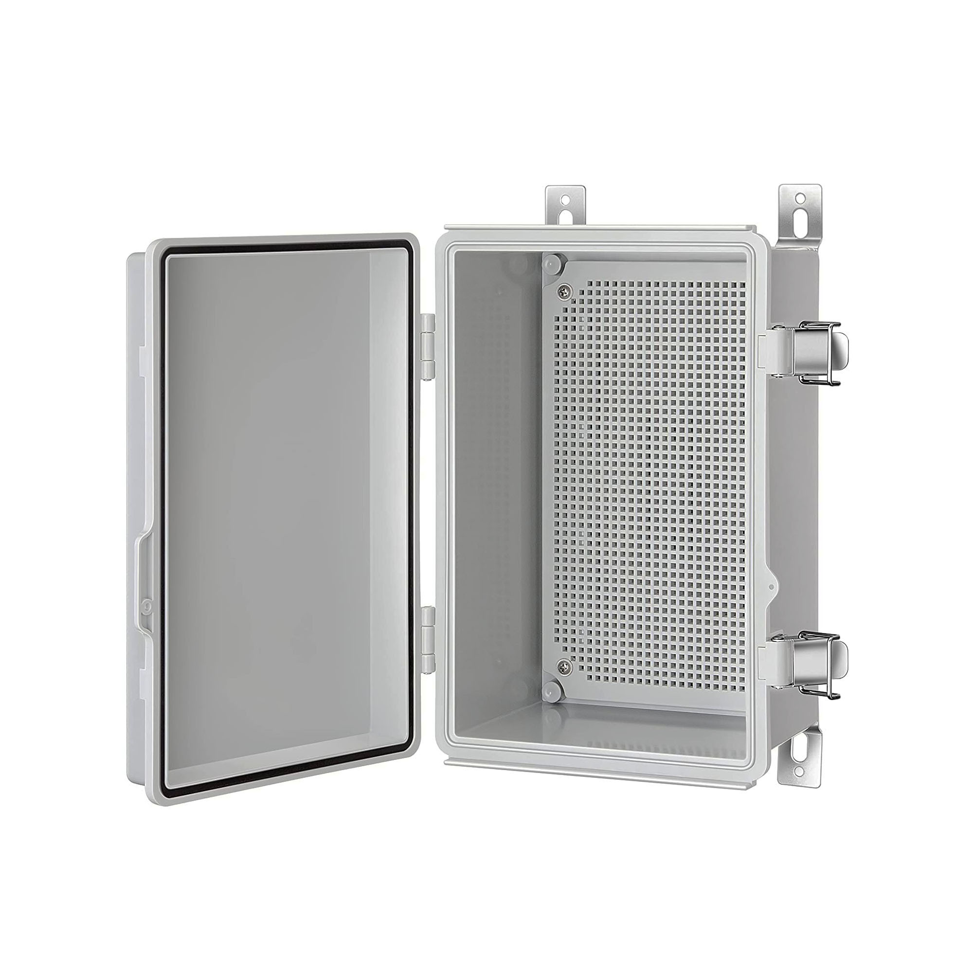 stainless steel outdoor tv enclosure Junction Box weatherproof enclosure Hinged Grey Cover Includes Mounting Plate Wall Bracket