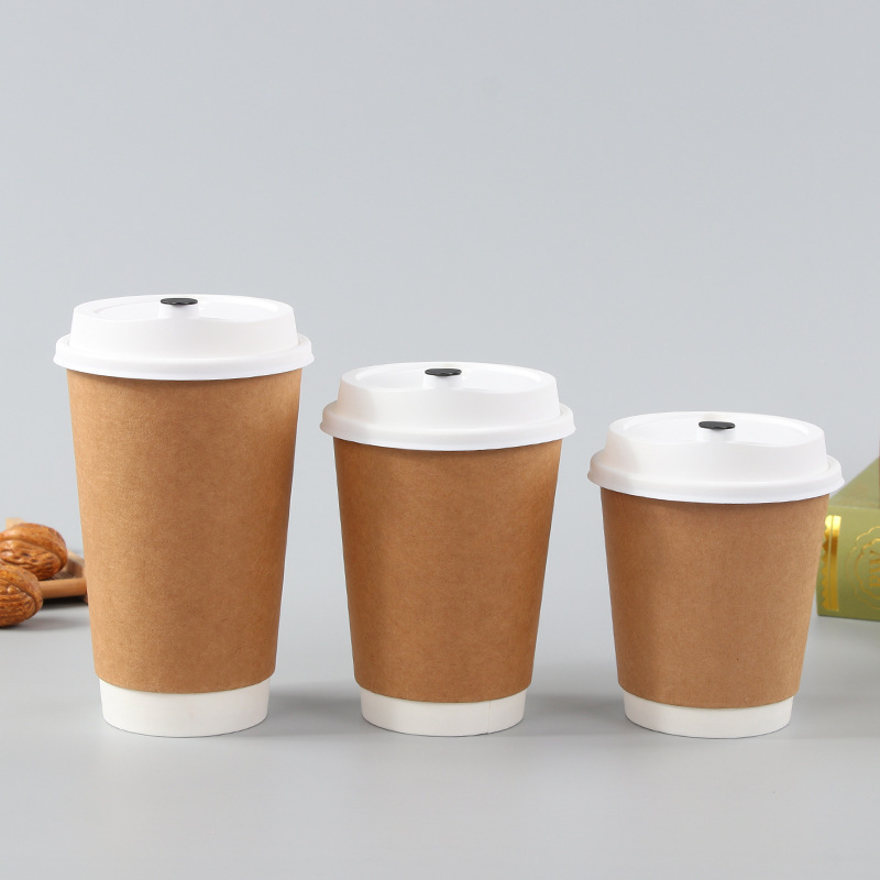 Customized disposable double-layer coffee paper cup with thermal insulation and anti scalding thickened paper cup