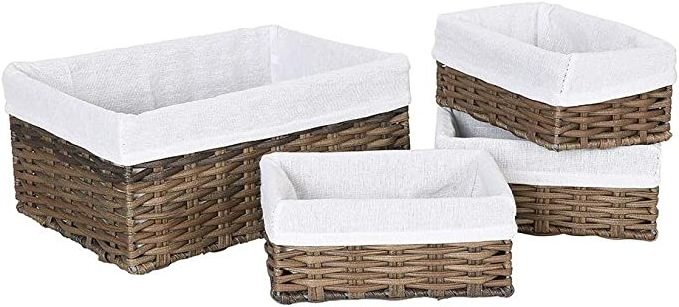 ethiopian Handmade Wicker Storage Baskets Set Woven Decorative Organizing Nesting Baskets for Bedroom Bathroom(Set of 4,Brown)