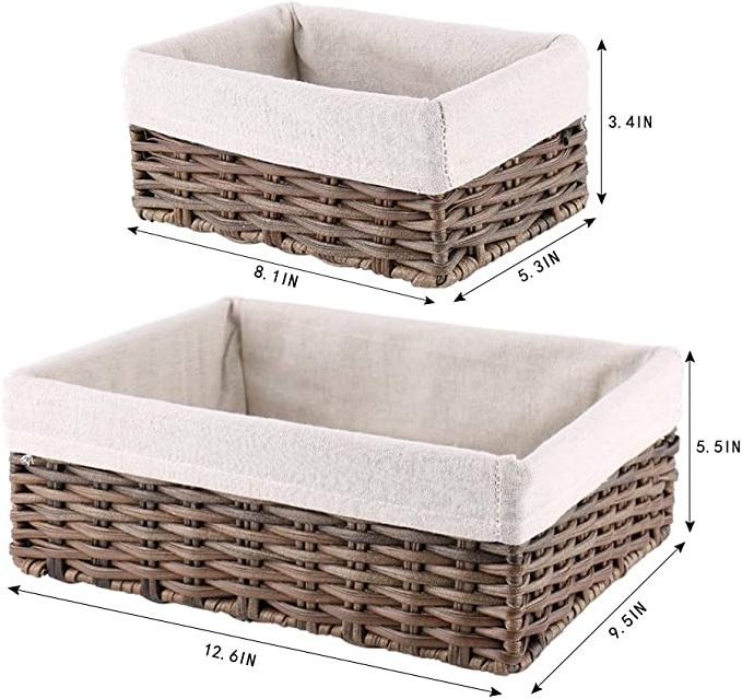 ethiopian Handmade Wicker Storage Baskets Set Woven Decorative Organizing Nesting Baskets for Bedroom Bathroom(Set of 4,Brown)