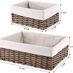 ethiopian Handmade Wicker Storage Baskets Set Woven Decorative Organizing Nesting Baskets for Bedroom Bathroom(Set of 4,Brown)