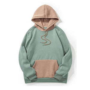 Custom Blank String Cordless Thick Plain High Quality two tone split color hoodie