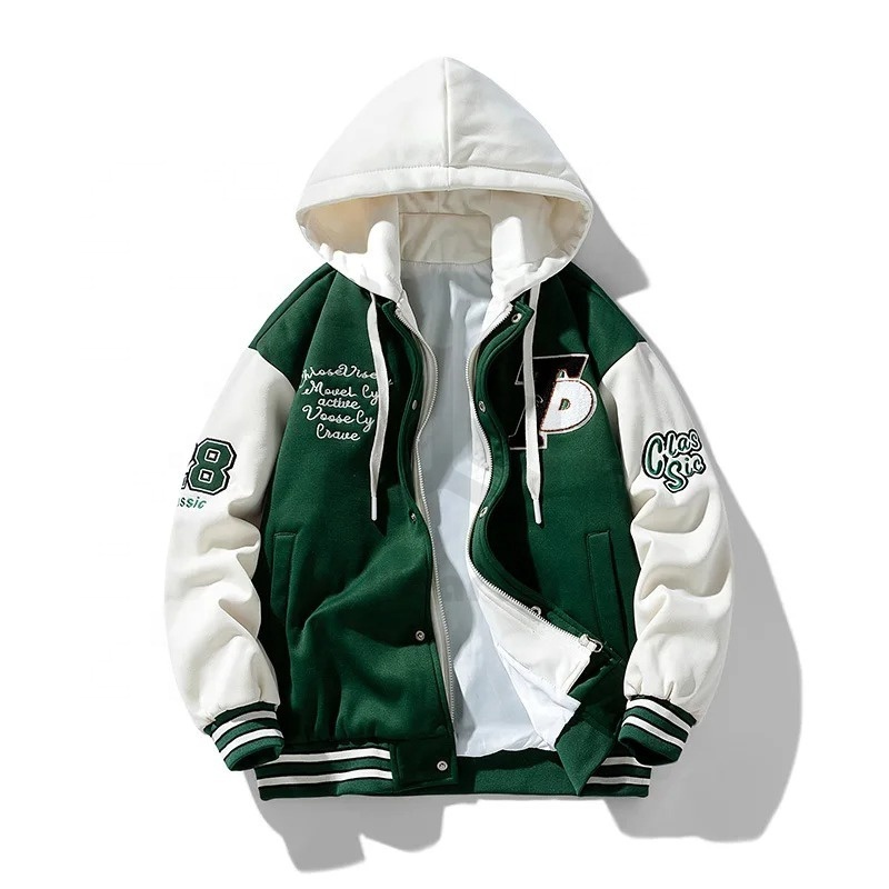 Casual Embroidery Mens Trendy Two-Piece Hooded Bread Suit Couple Padded Jackets And Coats Hip Hop Hooded Baseball Uniform