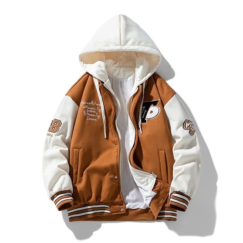 Casual Embroidery Mens Trendy Two-Piece Hooded Bread Suit Couple Padded Jackets And Coats Hip Hop Hooded Baseball Uniform