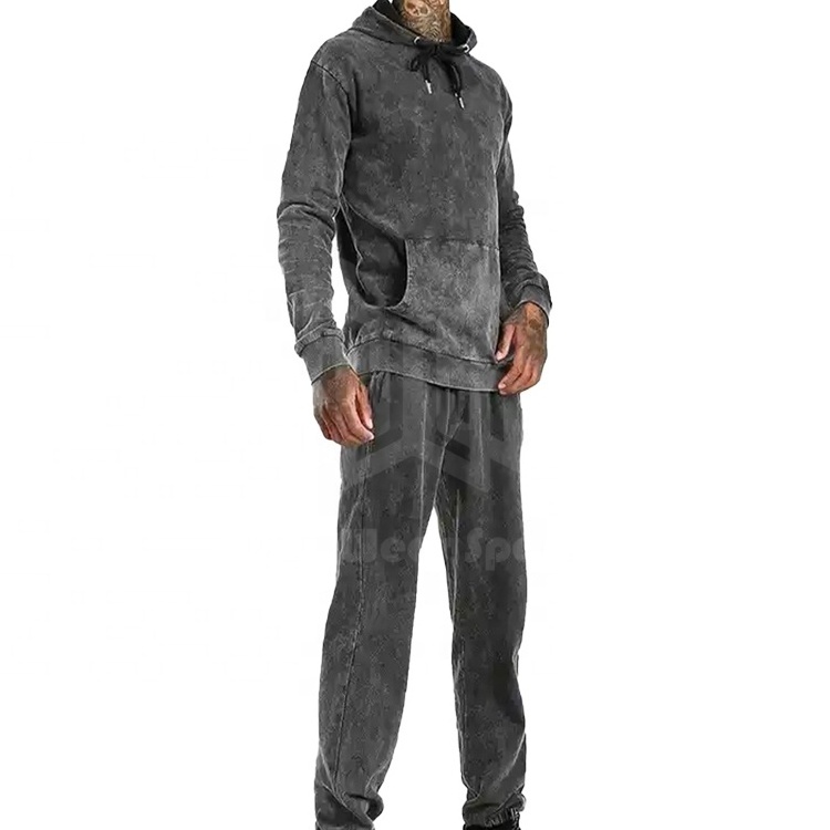 Men's Fitness Tracksuit Distressed Embroidery Sweatsuit for Gym Workouts Men's Distressed Embroidery Tracksuits Classic