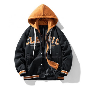 Casual Embroidery Mens Trendy Two-Piece Hooded Bread Suit Couple Padded Jackets And Coats Hip Hop Hooded Baseball Uniform