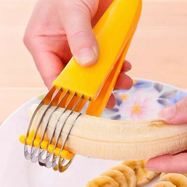 2023 Brand New Multifunction Banana Slicer Stainless Steel Fruit Salad Peeler Cutter Easy Handle Vegetable Chopper Kitchen Tools