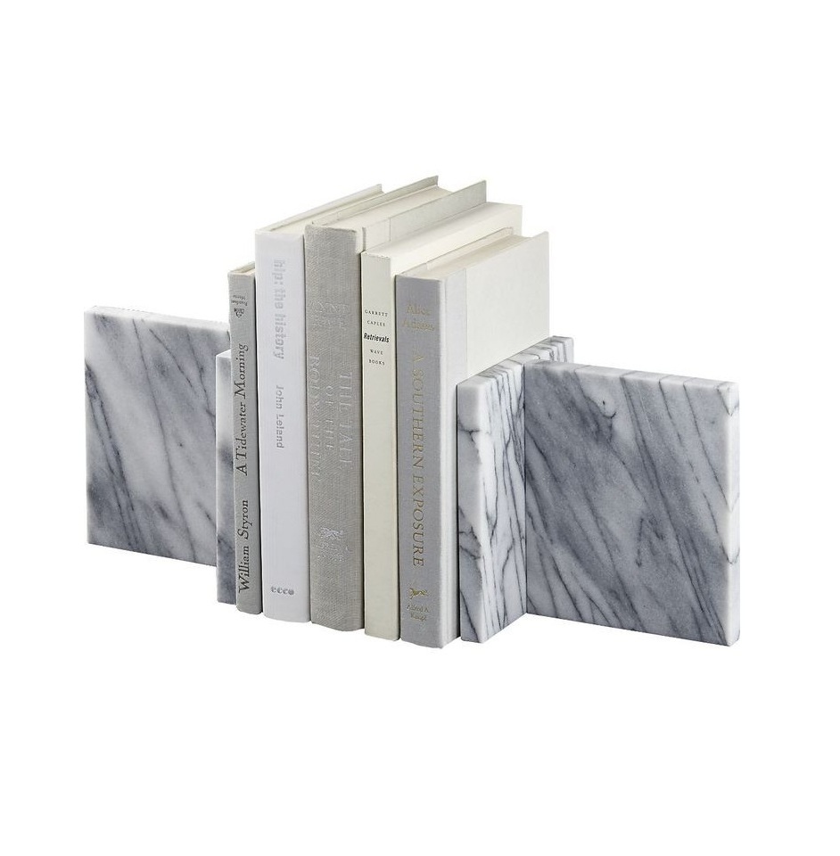 White Finished Table Decor Marble Bookend Book Holder Custom Antique Marble Book Holding Bookend Supplier