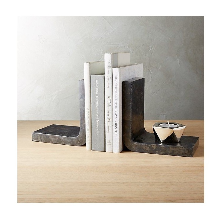 White Finished Table Decor Marble Bookend Book Holder Custom Antique Marble Book Holding Bookend Supplier