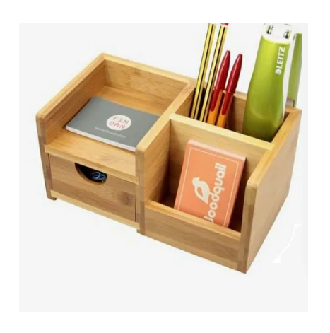 Bamboo Desk Organizer with Drawers for Home Office and Dorm Table Top Shelf Desktop